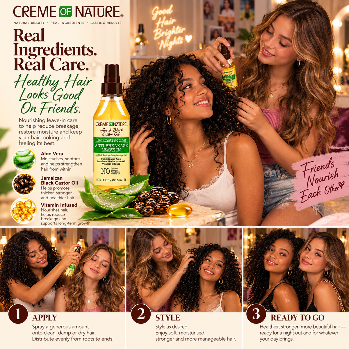 Creme of Nature Aloe Vera & Black Castor Oil Anti-Breakage Leave-In-Conditioner