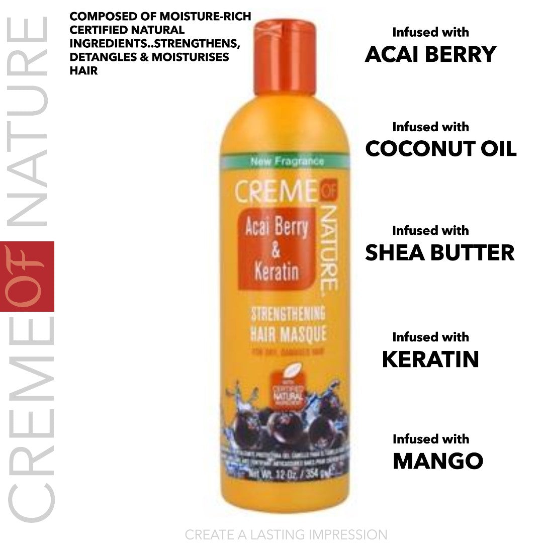 Creme of Nature Maschera per capelli rinforzante con bacche di acai e cheratina