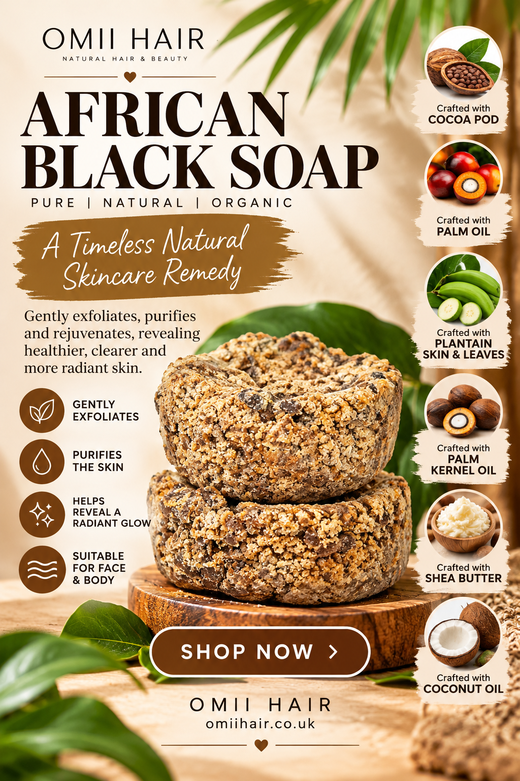 Omii Hair Pure African Black Soap