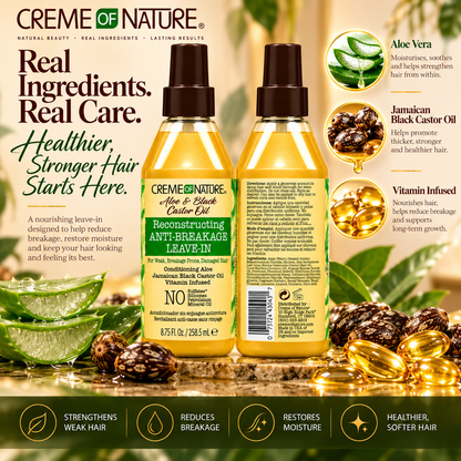 Creme of Nature Aloe Vera & Black Castor Oil Anti-Breakage Leave-In-Conditioner
