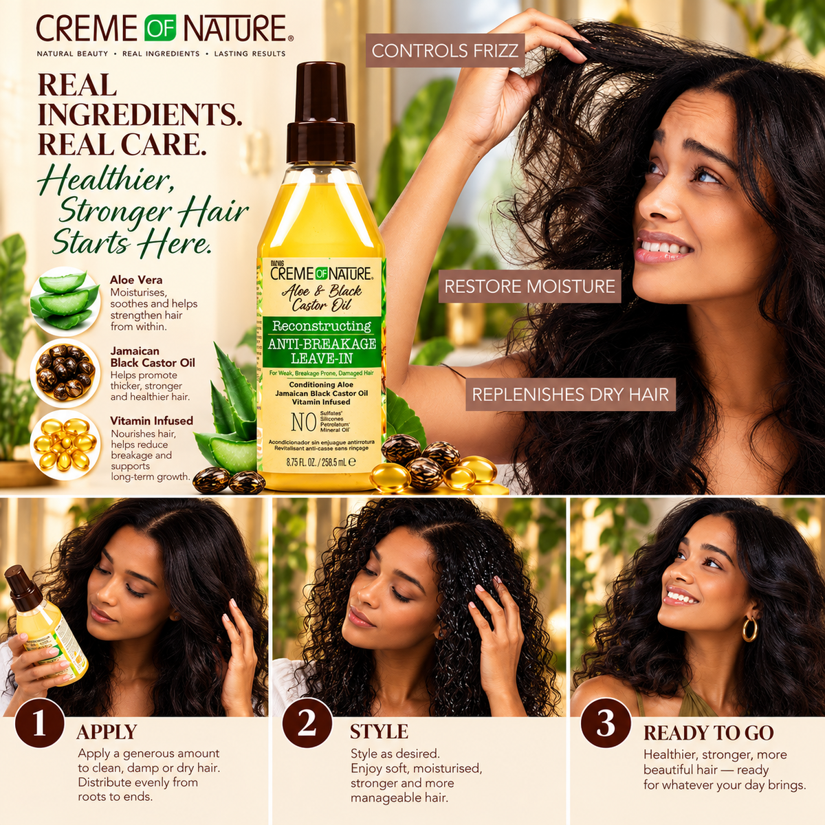 Creme of Nature Aloe Vera & Black Castor Oil Anti-Breakage Leave-In-Conditioner